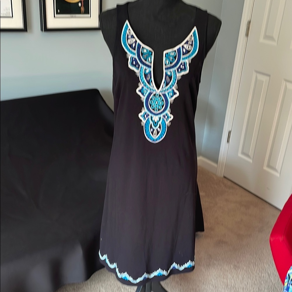 INC International Concepts Black Embroidered Swim Coverup/Dress